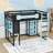 Wood Loft Bed with Desk, Shelves, Power Outlet and RGB Light-1154855163