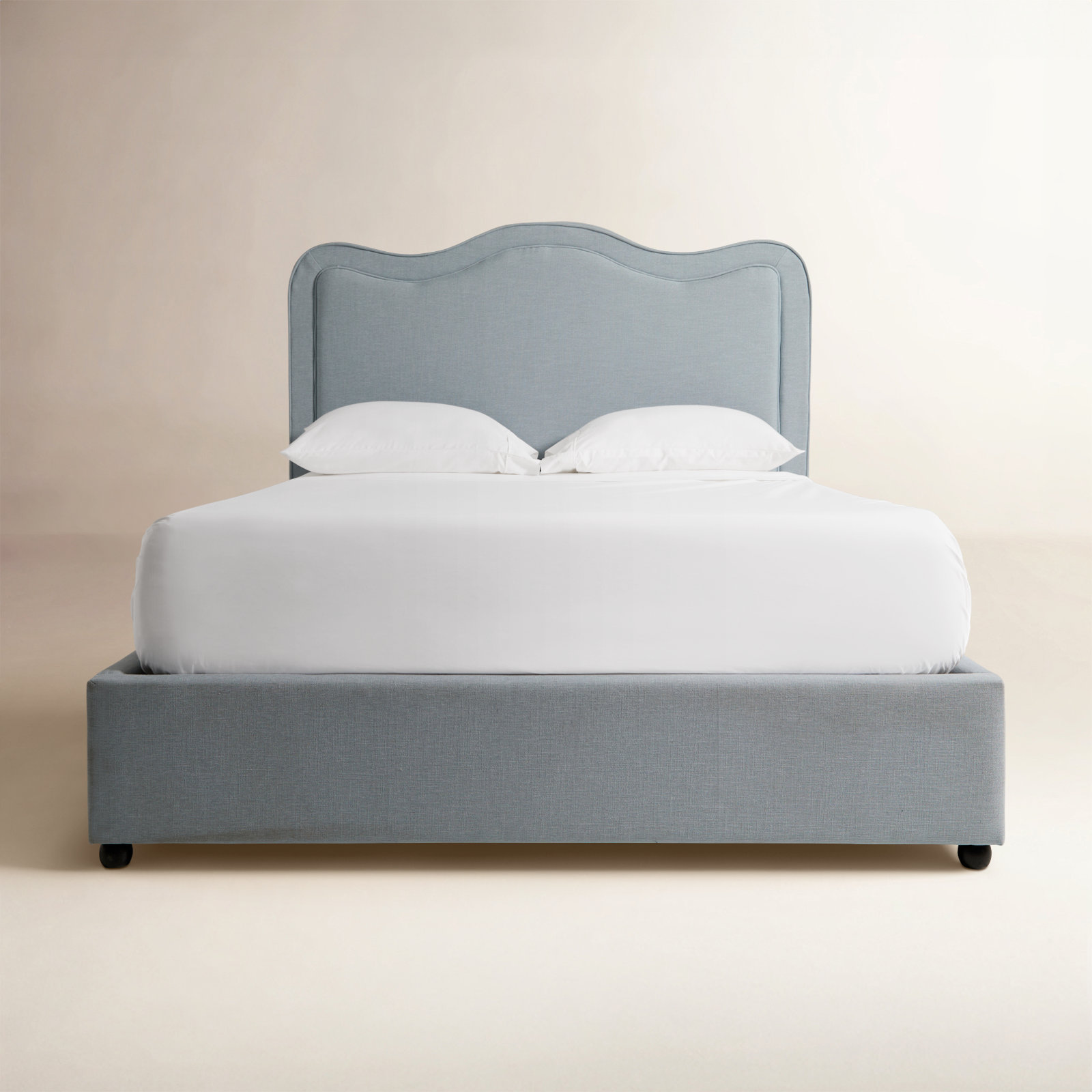 Felix Linen Upholstered Bed, Queen, Light Blue Performance Linen