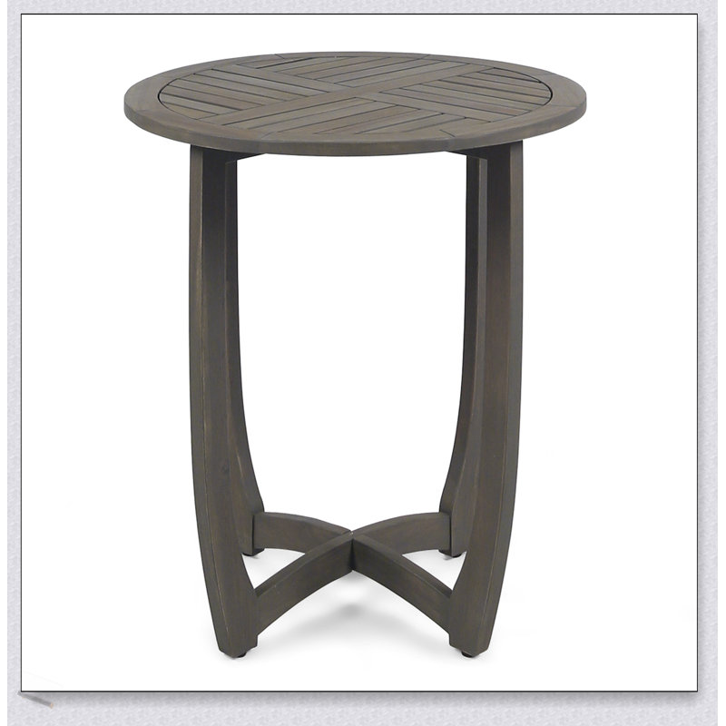 Charmante table bistro rustique en bois d'acacia avec conception à lattes et fabrication durable pour une utilisation intérieure ou extérieure