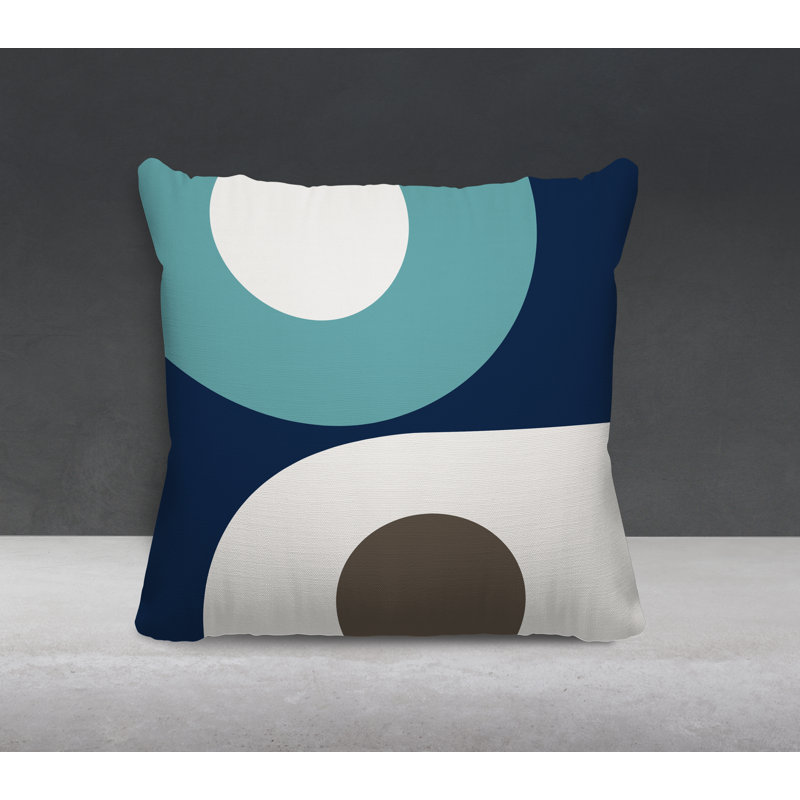 Pitto Outdoor Reversible Throw Pillow, 17W" x 17H", Sky/Beige/Navy Blue