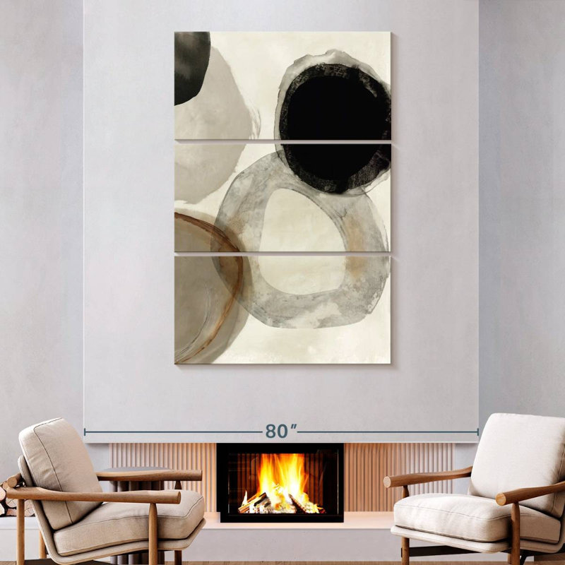 Avery Beige Rings I, 74" H x 48" W