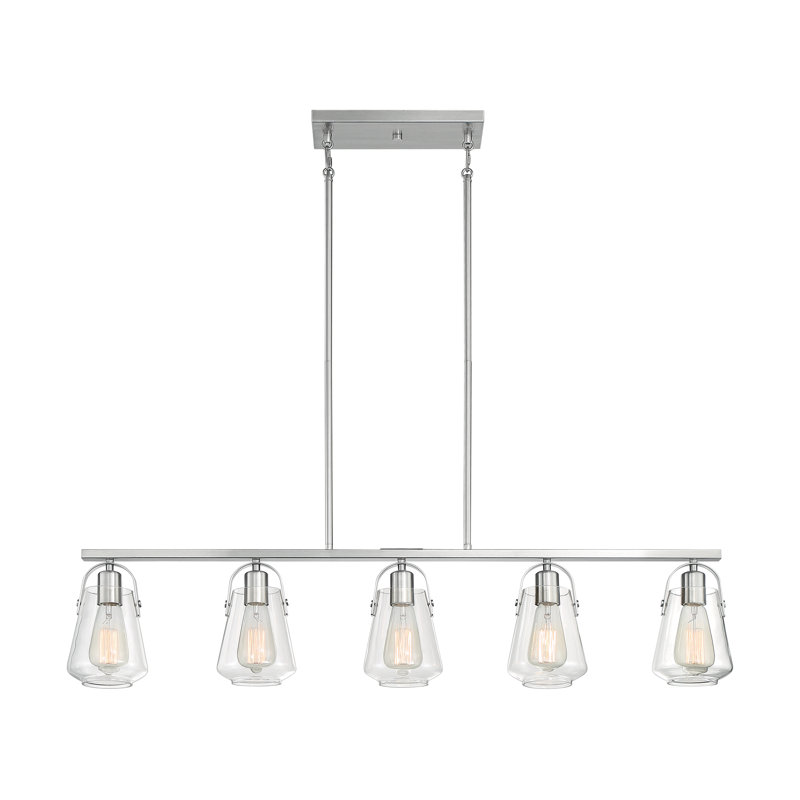 Luminaire suspendu pour îlot de cuisine 5 lumières Powers, Nickel brossé