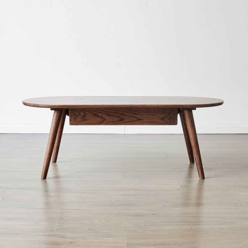 Table basse en bois massif avec tiroirs - Table basse centrale / d'appoint (l 120 x P 52 x H 46 cm) - Bureau d'écriture naturel, assemblage facile | Idée de cadeau