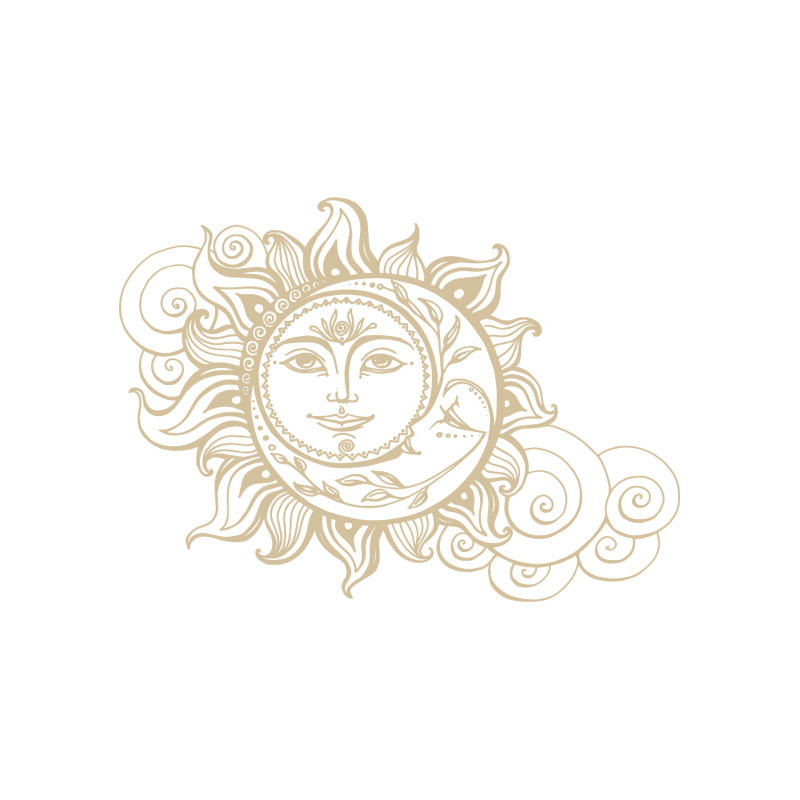 Décalcomanie murale soleil et lune, Beige