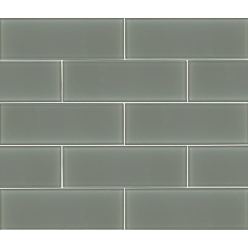 Rivella Subway 4 in. x 12 in. Glossy Glass Wall Tile, Eucalypt