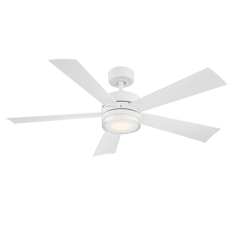 Ventilateur de plafond intelligent à cinq pales d'extérieur et d'intérieur Wynd avec télécommande et ensemble d'éclairage DEL inclus fonctionnant avec les applis Alexa, iOS ou Android