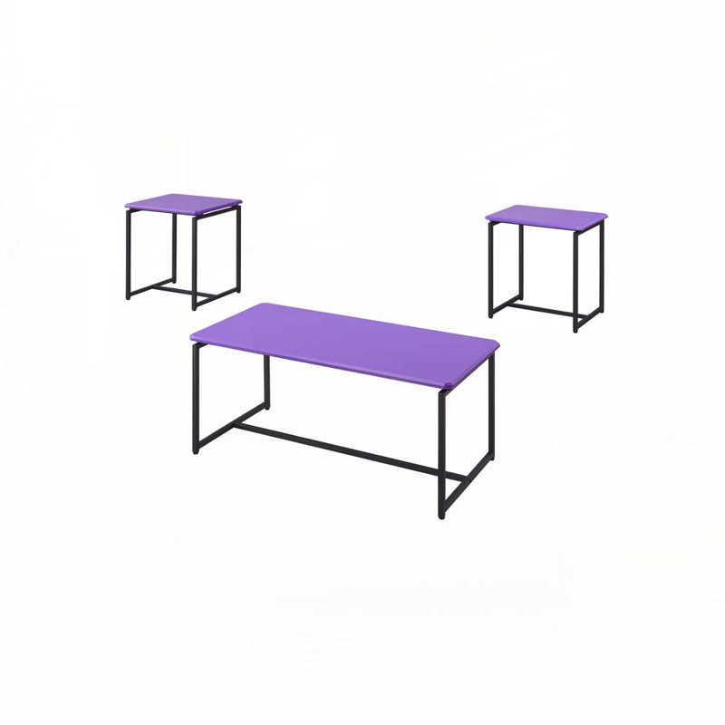 Kapp Coffee Table,3 Piece Coffee Table and End Table Set,Trestle Leg, Purple