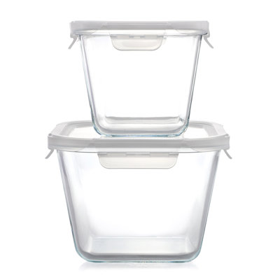 Gibson Home House Specials 4 Piece Borosilicate Glass Square Storage Container Set with Snap Lids