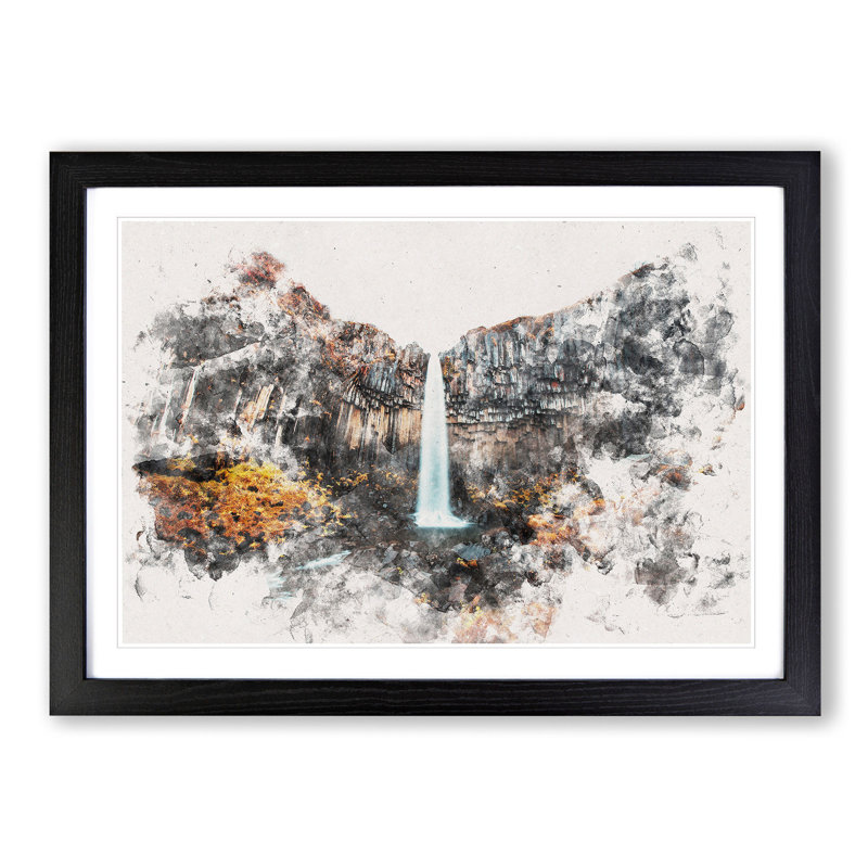 Svartifoss Waterfall in Iceland - Picture Frame Graphic Art Print, Black Framed, 45cm H x 63cm W x 2cm D