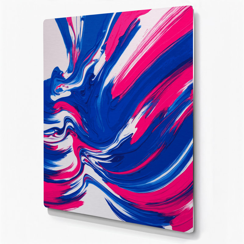 Abstrait couleur champ 52, art mural en métal bleu, H 11 po x l 14 po
