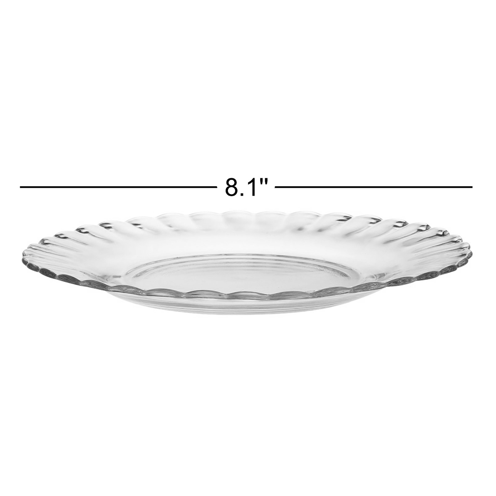 Picardie Commercial Dishwasher Safe 8.1'' Tempered Glass Salad Or Dessert Plate , Set of 6, Clear