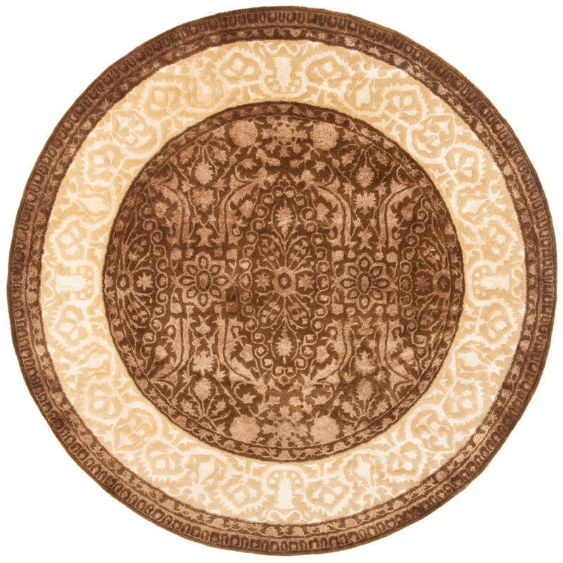 Braxtan Silk Road Hand Tufted Wool And Viscose Oriental Rug, Round 3'6"