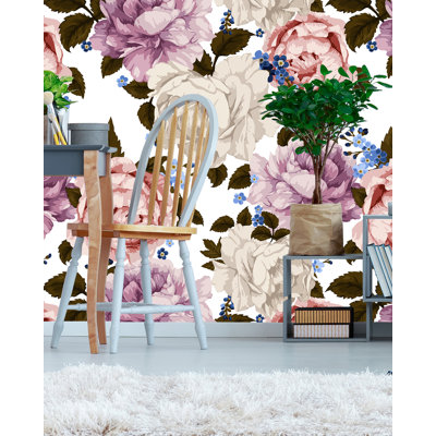 Rouleau de papier peint adhésif à motif de pivoines géantes amovibles L 10 pi x l 120 po Jakobi