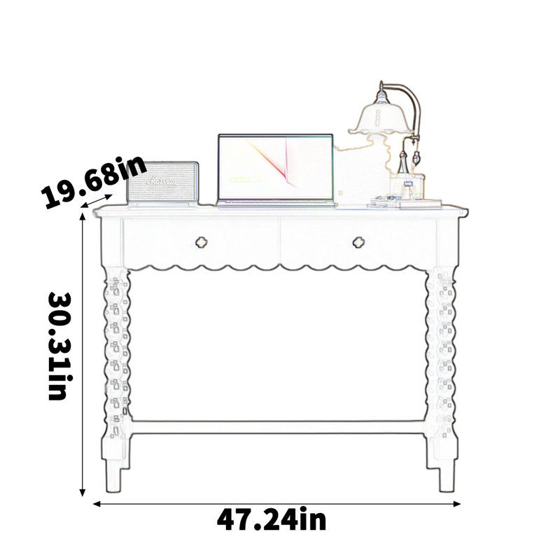 Bureau familial blanc moderne, H 30,31 po x l 47,24 po x P 19,68 po