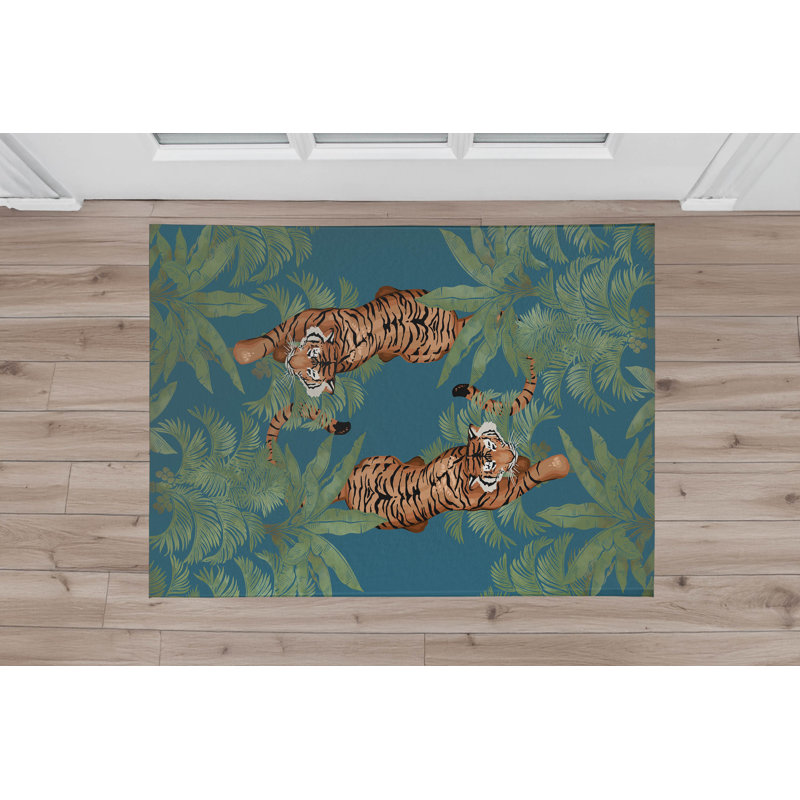 Paillasson Rumble In the Jungle, Bleu sarcelle, L 36 po x L 60 po