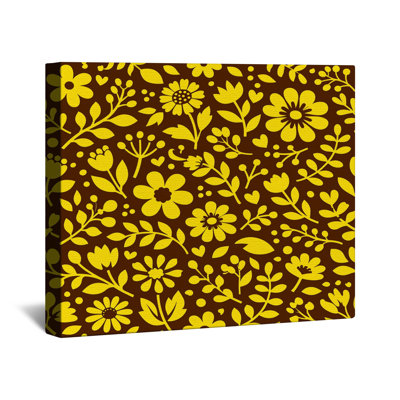 Yellow Floral Pattern Canvas Gallery Wrap in Many Sizes