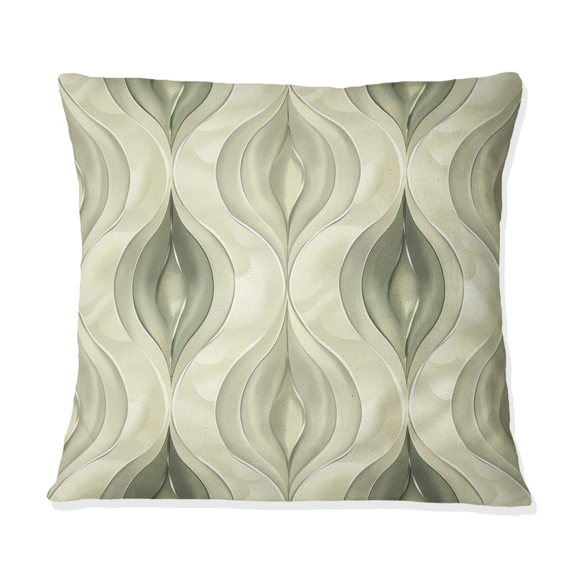 Ivory Ogee Elegance III - Midcentury Throw Pillow, 16"H x 16"W