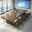 Table de conférence simple en bois massif brun foncé-130120522