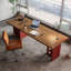 Bureau rectangulaire en bois massif brun noisette-274627870-274627864