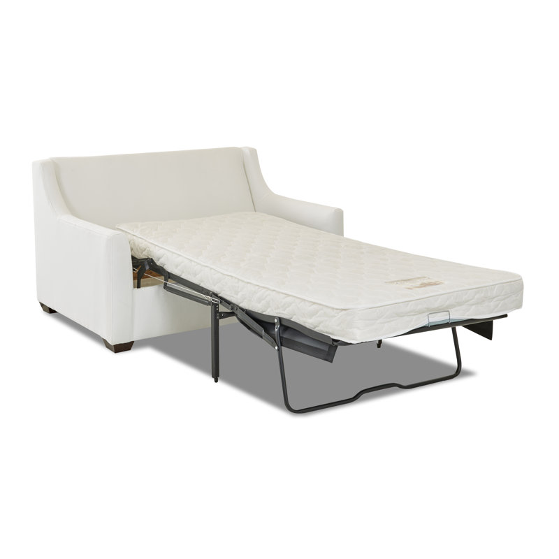Canapé-lit rembourré de 56 po Gemi, Blanc sergé décoloré classique