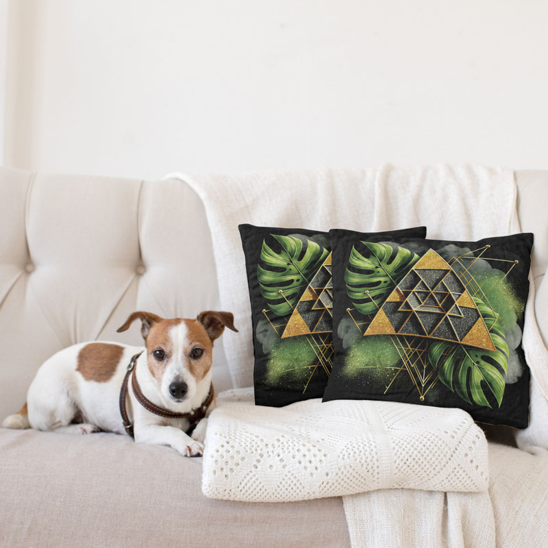 429410_Ambesonne, housse de coussin Monstera, paquet de 2 abstrait art boho mystère, H 16 po x l 16 po