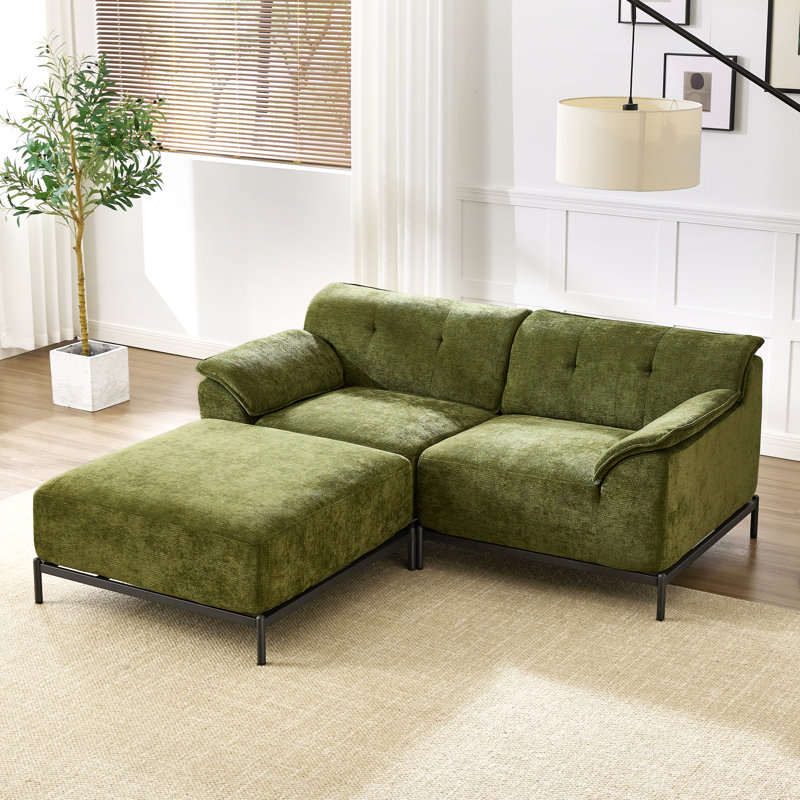 Canapé modulaire en L revêtu de chenille Modern, Green