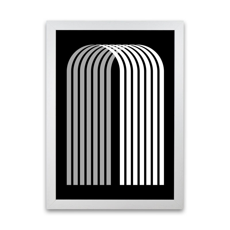 Modern Black And White Geometric Original - Print, White Frame, 84cm H x 59cm W x 3cm D