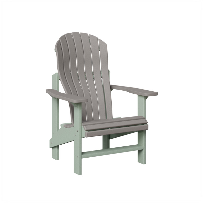 Berlin Gardens Contour Upright Adirondack Chair, Light Gray with Seafoam
