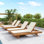 Chaise longue de 1 pièce, espace disponible d'un côté, bois d'acacia avec coussins de salon résistants à l'eau (épaisseur de 2 pouces) - version crème assortie disponible