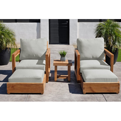 Ensemble de conversation en teck avec coussins Sunbrella 5 pièces Crelake