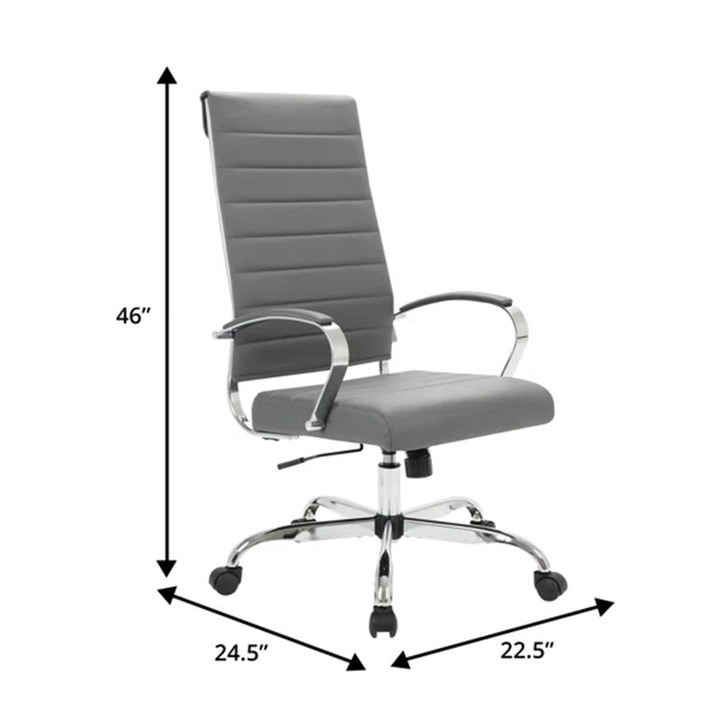 Fauteuil de direction en cuir Mulkey, Gris