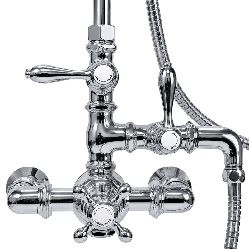 Douche thermostatique exposée et à main par Strom Living, Chrome