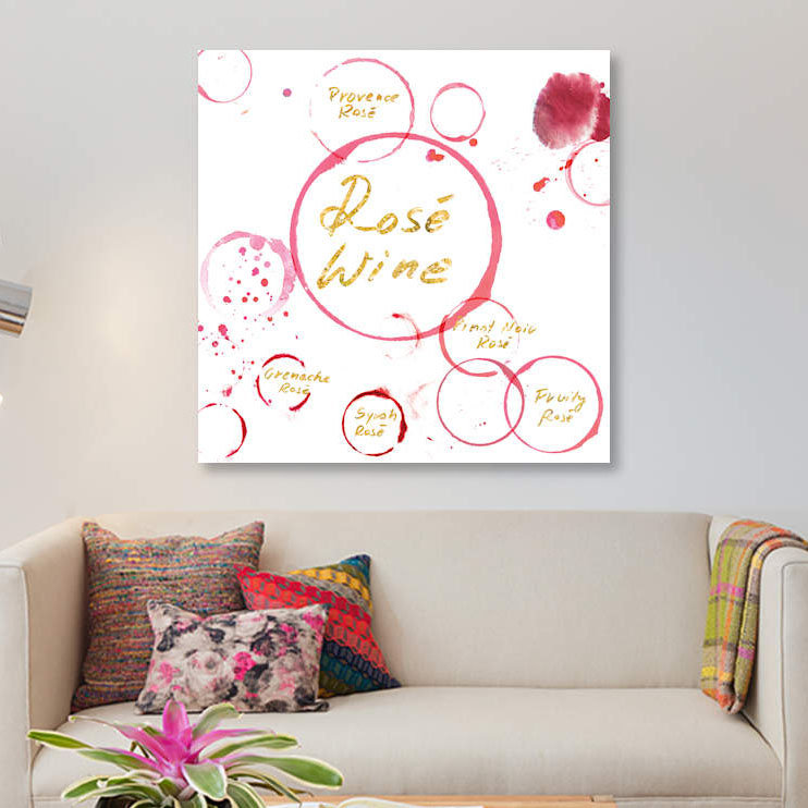 «Rose Wine», impression sur toile, H 37 po x l 37 po x P 1,5 po, Pas de tapis, Toile tendue