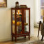 Cabinet Curio avec tablettes réglables et panneau arrière en miroir, portes en verre trempé (cerisier, 3 niveaux)