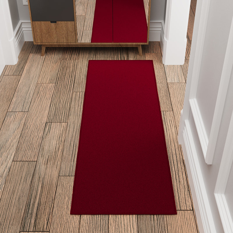 Ottohome Red Runner Rug, Red, Runner 2'7" x 9'6"