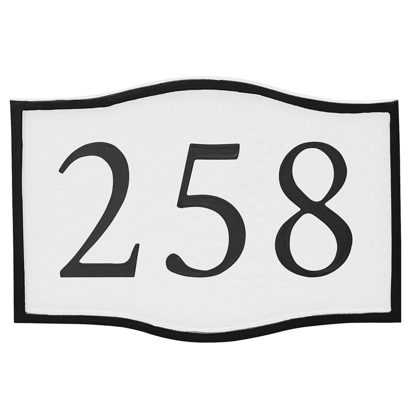 Serif 1-Line Wall Address Plaque, White, Black, Yes