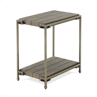 3-Piece Metal Frame Wood Living Room Coffee Table And 2 Chairside Tables Set, Aged Graphite
