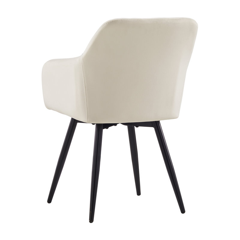 50cm H Velvet Upholstered Metal Armchair, Beige
