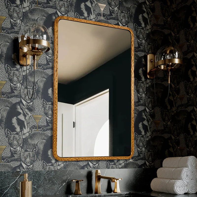 Miroir rectangulaire en fer forgé brun Brunie, 30 po x 22 po, Or forgé
