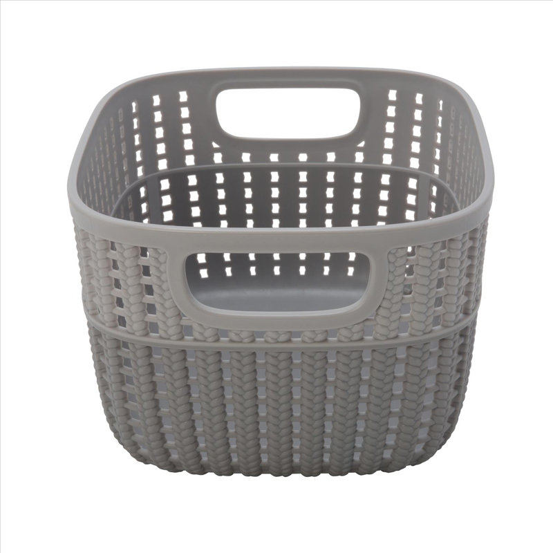 Simplify 2 Pack Grey Rectangular Plastic Storage Baskets