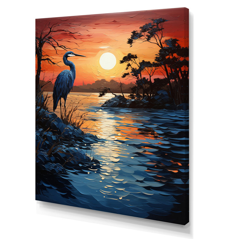 Taren Heron Morning Stroll Pointillism II sur impression sur toile, H 32 po x l 16 po x P 1 po, Toile tendue
