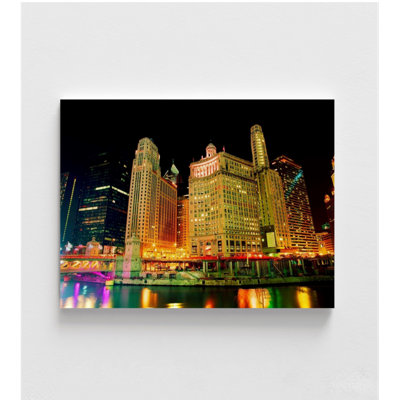 Reproduction de photographie de Chicago la nuit, impression encadrée de Chicago, impression de paysage urbain, Art mural de l'Illinois, impression de photo urbaine, art mural encadré
