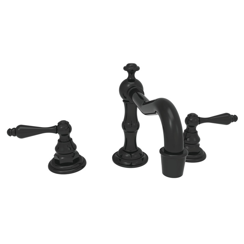 Chesterfield Widespread Bathroom Faucet with Drain Assembly, Gloss Black