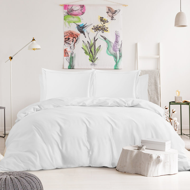 Cotton Blend Duvet Cover, King Duvet Cover + 5 Additional Pieces, White