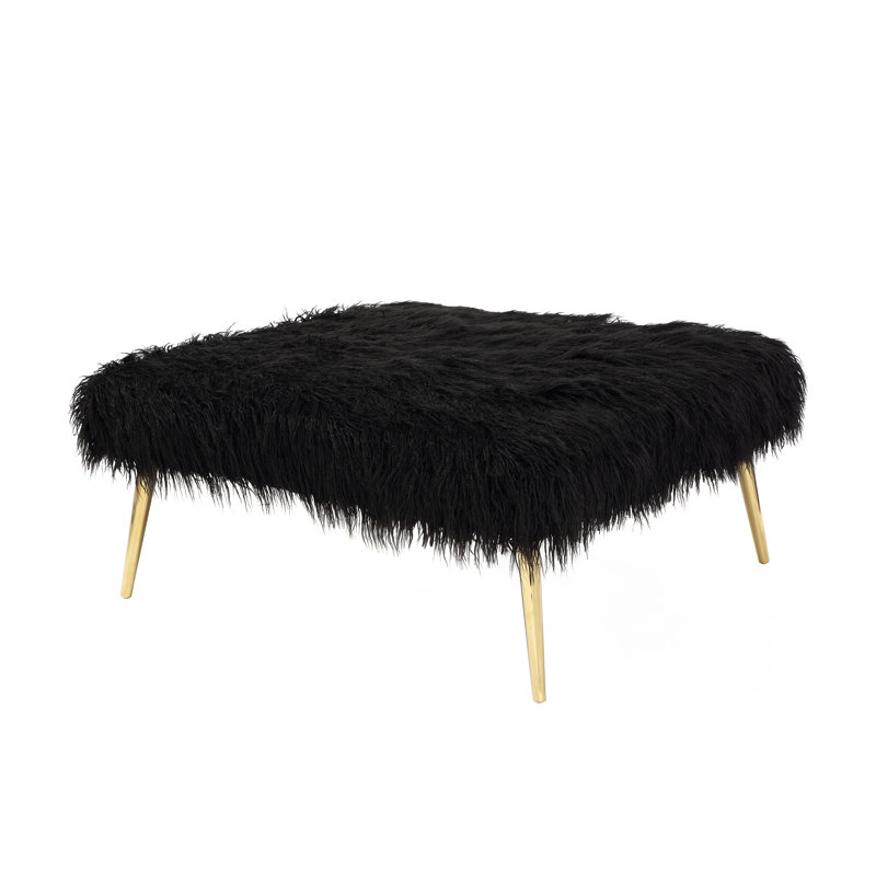 Repose-pieds carré large de 36 po Kenzie, Noir, Or