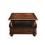 Table basse à finition noyer avec 4 tiroirs fonctionnels et 1 tablette classique pour un salon