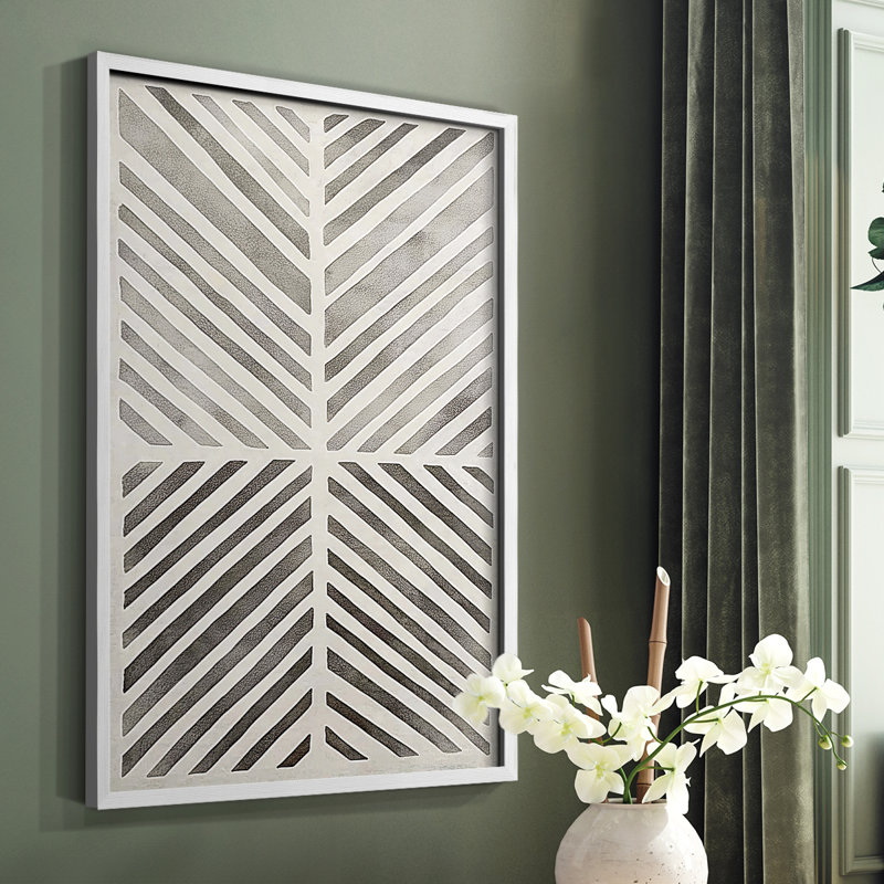 Reproduction encadrée abstraite CLX III - prête à être suspendue - fabriquée aux États-Unis, H 10 po x l 8 po, Blanc