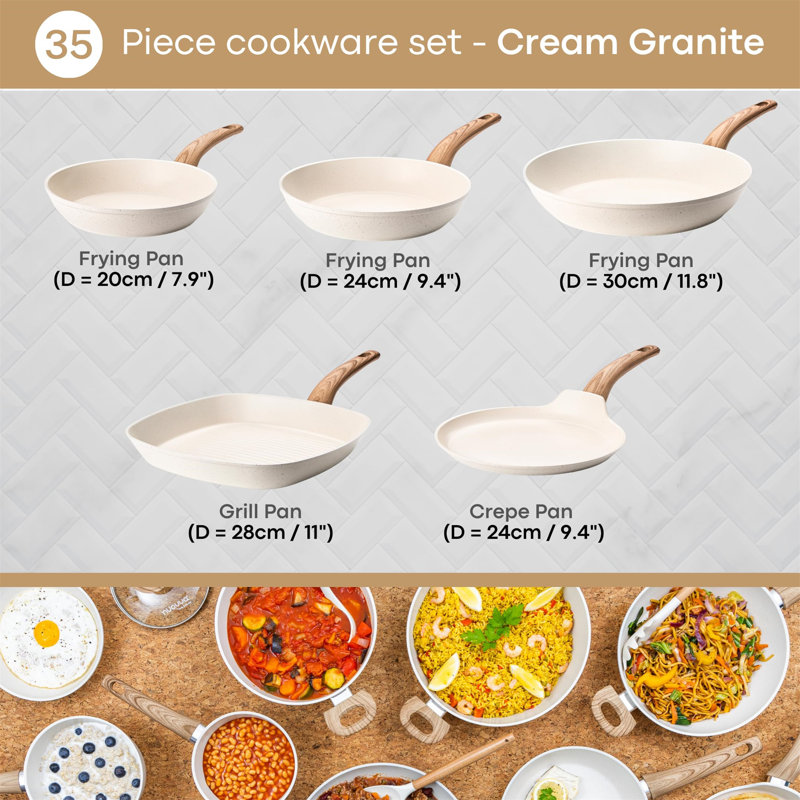 Stratmoor 35 - Piece Aluminum Cookware Set, White