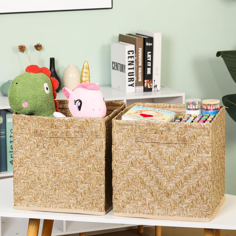 Recycled Paper Rope Foldable Storage Basket With Handles