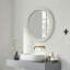 Miroir mural rond en bois blanc vieilli orné de perles, 90 cm (35,43 po), style champêtre vintage, idéal pour salle de bain, chambre ou entrée. Miroir décoratif shabby chic.